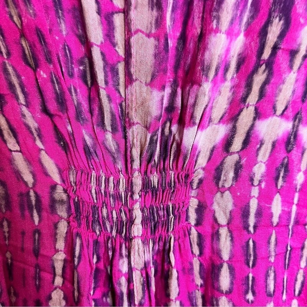 Soft Surroundings Tie Dye Flowy Dress Sz PM 100% Rayon Asymmetrical Boho - Picture 8 of 9